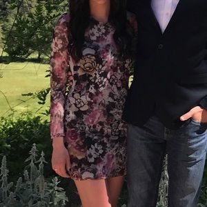 Lucca Couture floral mesh longsleeve bodycon dress